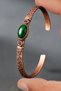Men's Copper Bracelet Natural Green Agate Stone Women's Handcuff Bracelet - 6