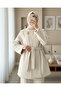Lined Single Button Belted Beard Cap - Cream - 2