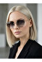 Crystal Square Black-Purple Gradient Transition Gold Detailed Women's Sunglasses