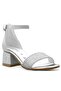 Lilo Glitter Silver Single Strap Girls' Heeled Evening Dress Shoes - 2
