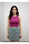 Purple Halter Collar Crop Top Darkalıp Ribbed Thin Bias Bustier