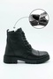 Unisex Black Genuine Leather Fur Boots Slip-Resistant Waterproof