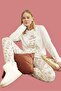 Women's pajama set cream winter thermal crew neck long sleeve b4-4 - 30013 - aydogan ® - 4