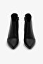 Black Genuine Leather Women's Boots Zippered Elastic Thick Heeled Genuine Leather Boots - 3