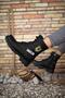 Black Unisex Biker Boots 0012538 - 7