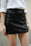 Women's Elastic Waist Sequin Mini Skirt - Black - 5