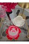 2 Pieces of Red Rose Embroidered Presentation and Cocktail Napkins 14X13Cm - 4
