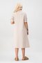 Women's Pocketed Striped Cotton Buttoned Slit Shirt Dress Camek Ecru Striped - 5
