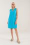 Women's Turquoise Color Pocketed Linen Look Cotton Dress - 3