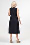 Bold and Young Women's Slit V-Neck Sleeveless Cotton Dress Black - 5