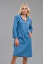 Women's Indigo Stand Collar Zippered Sleeve Buttoned Wide Cuff Pocket Thin Denim Dress