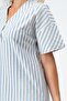 Women's Pocketed V-Neck Short Sleeve Cotton Dress Blue Ecru - 7