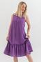 Pocketed Sleeveless Cotton Woven Dress Purple - 2
