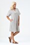 Women's Pocketed V-Neck Short Sleeve Cotton Dress Blue Ecru Striped - 4
