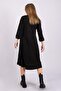 Women's Cotton Stretch Fabric Kraşlı Printed Dress Black - 5