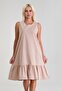 Women's Striped Trim Hem Drawstring Pocket Sleeveless Cotton Woven Dress - 2