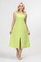 Bold and Young Women's Slit V-Neck Sleeveless Cotton Dress Oil Green - 2