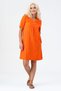 Pocketed Washed Cotton Stretch Fabric Dress Orange Short Sleeve