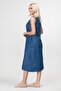 Bold and Young Women's Slit V-Neck Sleeveless Cotton Dress Indigo - 4