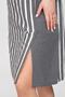 Women's Striped Plain Fabric with Pockets Combined with Cotton Fabric Slit Dress Gray Ecru1 - 7