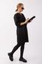 Women's Stretch Fabric Pocket Satin Fabric Dress - 3/4 Sleeve Black - 3