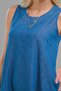 Women's Indigo Color Drawstring Pocket Sleeveless Denim Woven Dress - 2