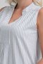 Women's Striped Pocket Linen Look Woven Cotton Dress Blue Ecru Striped - 6