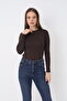 Women's Bitter Brown Long Sleeve Crew Neck Bodysuit - 4