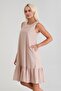 Women's Striped Trim Hem Drawstring Pocket Sleeveless Cotton Woven Dress - 3