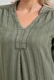 Women's Pocketed 3/4 Sleeve Non-Stretch Front Corded Fabric Cotton Fabric Combination Cotton Woven Fabric Legendary Dress Angle - 7