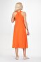 Women's V-Neck Pocketed Cotton Fabric Dress Orange - 5