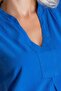 Women's Cobalt blue color pocketed linen-look cotton dress - 7