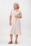 Women's Pocketed Striped Cotton Buttoned Slit Shirt Dress Camek Ecru Striped - 7