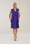 Women's Purple Color Pocketed Linen Look Cotton Dress - 6