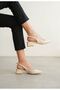 Women’s Mely Buckled Low-Heeled Shoes - Nude Leather - 3