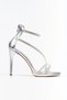 Women's Silver Metallic Double-Strapped Back-Zipper Ankle-Length Stylish Evening Dress Shoes with Drop Stone Platform - 2