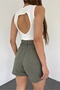 Women's High Waist Pocket Denim Shorts Aqua Green - 6