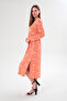 Women's V-Neck Patterned Viscose Dress- Long Sleeve/Stylish and Comfortable Use/New Trend/Different Color Options - 6