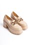 Women's Guzi Nut Skin Chain Buckle 8 cm Heeled Platform Shoes - 4