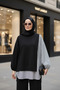 Women's Modest Set Line Two-Piece Shirt Set Black - 6
