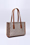 Monogram Printed Mink Shk173 Faux Leather, Single Compartment, Zippered, Hand, Arm and Shoulder Bag with Makeup Bag - 2