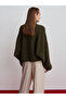 10817 Wool Blend Batwing Sleeve Sweater-Khaki - 2