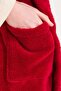 Welsoft Shawl Collar Claret Red Fleece Women's Dressing Gown - 8