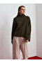 10817 Wool Blend Batwing Sleeve Sweater-Khaki - 4