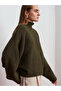 10817 Wool Blend Batwing Sleeve Sweater-Khaki - 5