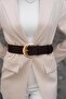 Suede/Gold Buckle Women's Belt Coat Belt - 4
