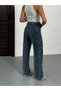 Women's High-Waisted Special Design Blue Wide-Leg Pants - 3