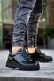 Kb056 Men's Daily Lace-Up Patent Leather Sports Sneakers Shoes Rst - Black