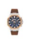 Men's Wristwatch – Navy Blue Dial – Stainless Steel Case – Brown Leather Band - 3