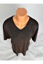 Women's Stretch Fabric Patterned U-Neck Short Sleeve Slit Mother Combed Cotton T-Shirt - 3